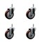 Service Caster 4'' Maroon Polyurethane Wheel Swivel 7/16'' Grip Ring Stem Caster Set, 4PK SCC-GR20S414-PPUB-MRN-716138-4 - alternate 1